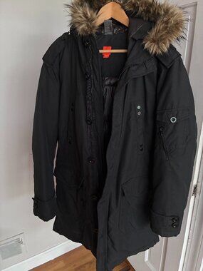 Hugo Boss Faux Fur-Trim Parka New